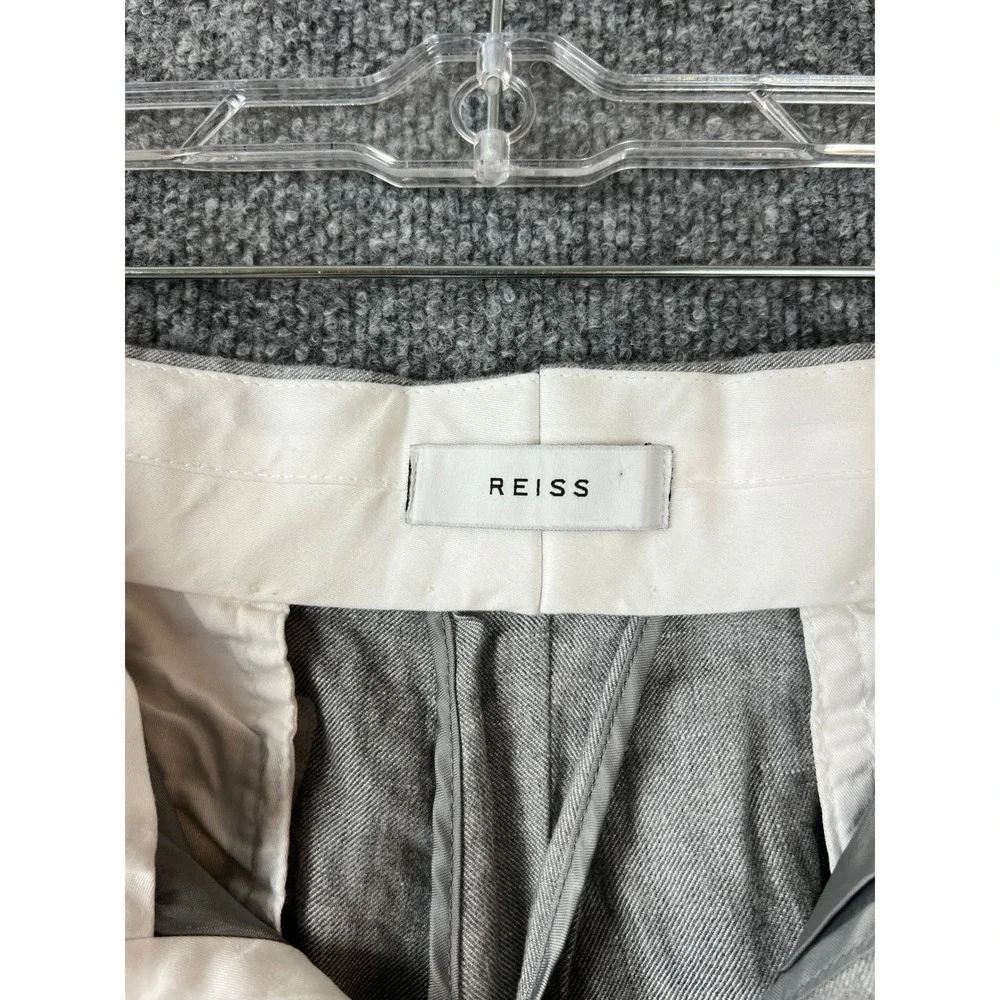 Reiss Mens Pants Grey Cotton Linen Blend Tailored Dress Pants Trousers 38 x 27.5